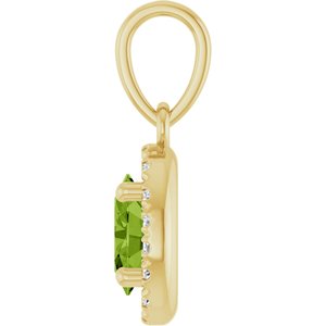 14K Yellow Gold Natural Peridot & .06 CTW Lab-Grown Diamond French-Set Halo-Style Pendant – image 3