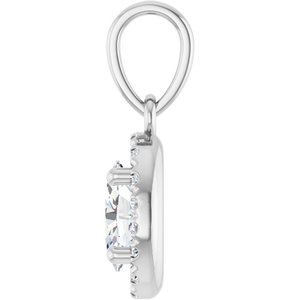 14K White Gold Natural Diamond & .06 CTW Natural Diamond French-Set Halo-Style Pendant – image 3