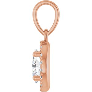 14K Rose Gold 6x4 mm Oval .06 CTW Lab-Grown Diamond Semi-Set French-Set Halo-Style Pendant – image 5