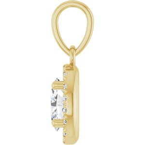 14K Yellow Gold Lab-Grown Diamond & .06 CTW Lab-Grown Diamond French-Set Halo-Style Pendant – image 3