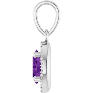 Platinum Natural Amethyst & .06 CTW Natural Diamond French-Set Halo-Style Pendant – image 3