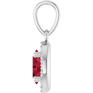 Sterling Silver Natural Ruby & .06 CTW Lab-Grown Diamond French-Set Halo-Style Pendant – image 3