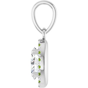14K White Gold Natural Peridot & .06 CTW Lab-Grown Diamond French-Set Halo-Style Pendant – image 3