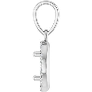 10K White Gold 6x4 mm Oval .06 CTW Natural Diamond Semi-Set French-Set Halo-Style Pendant – image 6