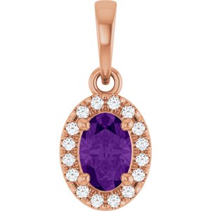 14K Rose Gold Natural Amethyst & .06 CTW Lab-Grown Diamond French-Set Halo-Style Pendant