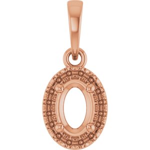 14K Rose Gold 6x4 mm Oval French-Set Halo-Style Pendant Mounting – image 2