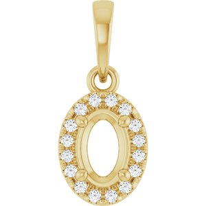 10K Yellow Gold 6x4 mm Oval .06 CTW Natural Diamond Semi-Set French-Set Halo-Style Pendant – image 2