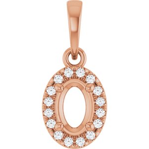 14K Rose Gold 6x4 mm Oval .06 CTW Lab-Grown Diamond Semi-Set French-Set Halo-Style Pendant – image 2