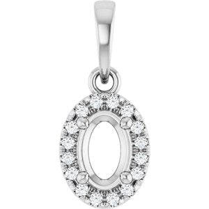 10K White Gold 6x4 mm Oval .06 CTW Lab-Grown Diamond Semi-Set French-Set Halo-Style Pendant – image 2
