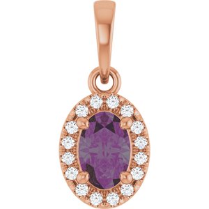 14K Rose Gold Lab-Grown Alexandrite & .06 CTW Natural Diamond French-Set Halo-Style Pendant