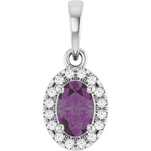 Sterling Silver Lab-Grown Alexandrite & .06 CTW Lab-Grown Diamond French-Set Halo-Style Pendant