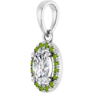 14K White Gold Natural Peridot & .06 CTW Lab-Grown Diamond French-Set Halo-Style Pendant – image 2