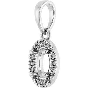 Platinum 6x4 mm Oval French-Set Halo-Style Pendant Mounting – image 4