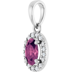 14K White Gold Natural Pink Tourmaline & .06 CTW Lab-Grown Diamond French-Set Halo-Style Pendant – image 2