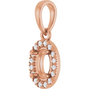 14K Rose Gold 6x4 mm Oval .06 CTW Lab-Grown Diamond Semi-Set French-Set Halo-Style Pendant – image 4