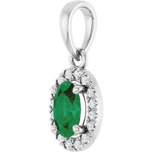 Platinum Lab-Grown Emerald & .06 CTW Lab-Grown Diamond French-Set Halo-Style Pendant – image 2