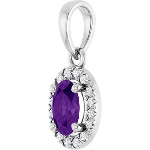 Platinum Natural Amethyst & .06 CTW Lab-Grown Diamond French-Set Halo-Style Pendant – image 2