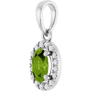 Sterling Silver Natural Peridot & .06 CTW Lab-Grown Diamond French-Set Halo-Style Pendant – image 2