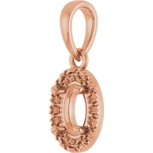 14K Rose Gold 6x4 mm Oval French-Set Halo-Style Pendant Mounting – image 4