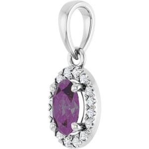Sterling Silver Lab-Grown Alexandrite & .06 CTW Lab-Grown Diamond French-Set Halo-Style Pendant – image 2