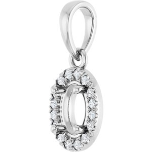 Platinum 6x4 mm Oval .06 CTW Natural Diamond Semi-Set French-Set Halo-Style Pendant – image 4