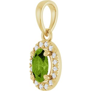 14K Yellow Gold Natural Peridot & .06 CTW Lab-Grown Diamond French-Set Halo-Style Pendant – image 2