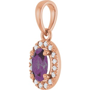 14K Rose Gold Lab-Grown Alexandrite & .06 CTW Natural Diamond French-Set Halo-Style Pendant – image 2