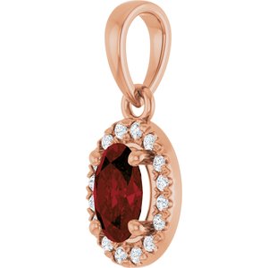 14K Rose Gold Natural Mozambique Garnet & .06 CTW Natural Diamond French-Set Halo-Style Pendant – image 2