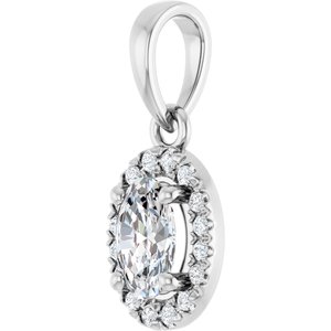 14K White Gold 6x4 mm Oval .06 CTW Natural Diamond Semi-Set French-Set Halo-Style Pendant – image 3