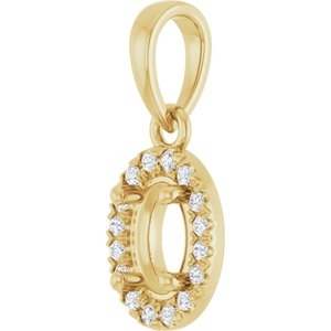 10K Yellow Gold 6x4 mm Oval .06 CTW Natural Diamond Semi-Set French-Set Halo-Style Pendant – image 4