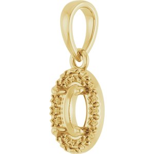 14K Yellow Gold 6x4 mm Oval French-Set Halo-Style Pendant Mounting – image 4