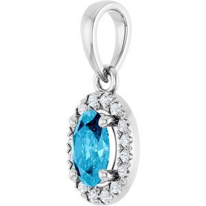 Sterling Silver Natural Aquamarine & .06 CTW Lab-Grown Diamond French-Set Halo-Style Pendant – image 2