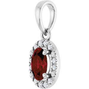 Platinum Natural Mozambique Garnet & .06 CTW Natural Diamond French-Set Halo-Style Pendant – image 2