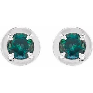 14K White Gold Lab-Grown Alexandrite Stud Earrings – image 2