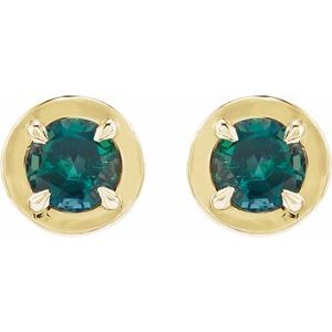 14K Yellow Gold Lab-Grown Alexandrite Stud Earrings – image 2