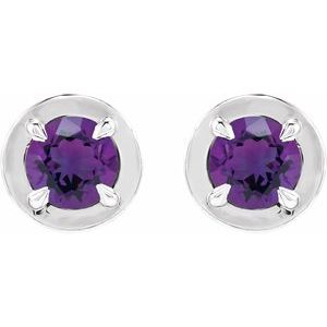 Sterling Silver Natural Amethyst Stud Earrings – image 2