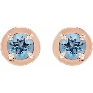 14K Rose Gold Natural Aquamarine Stud Earrings – image 2