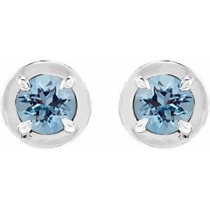 14K White Gold Natural Aquamarine Stud Earrings – image 2