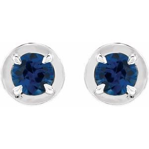 Sterling Silver Lab-Grown Blue Sapphire Stud Earrings – image 2