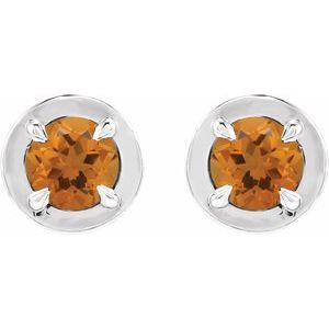 14K White Gold Natural Citrine Stud Earrings – image 2
