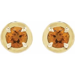 14K Yellow Gold Natural Citrine Stud Earrings – image 2