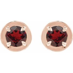 14K Rose Gold Natural Mozambique Garnet Stud Earrings – image 2