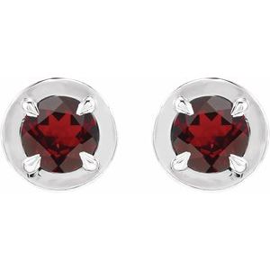 Platinum Natural Mozambique Garnet Stud Earrings – image 2