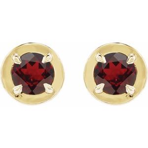 14K Yellow Gold Natural Mozambique Garnet Stud Earrings – image 2