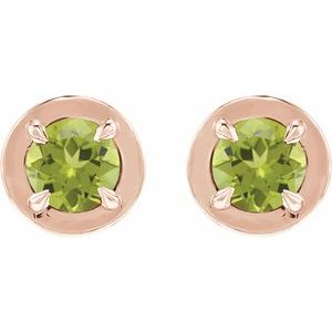14K Rose Gold Natural Peridot Stud Earrings – image 2