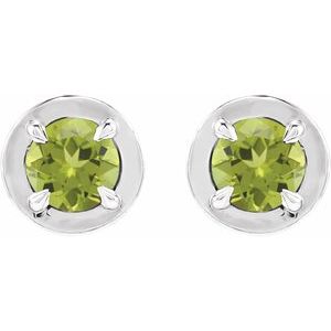 14K White Gold Natural Peridot Stud Earrings – image 2