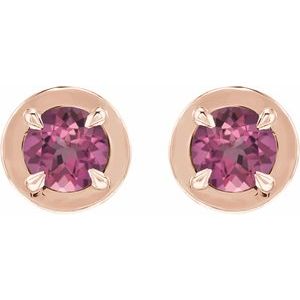 14K Rose Gold Natural Pink Tourmaline Stud Earrings – image 2