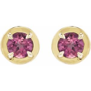 14K Yellow Gold Natural Pink Tourmaline Stud Earrings – image 2