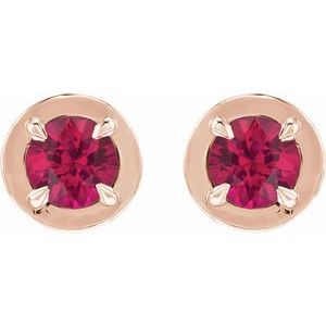 14K Rose Gold Lab-Grown Ruby Stud Earrings – image 2