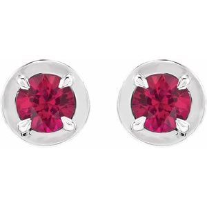 14K White Gold Lab-Grown Ruby Stud Earrings – image 2